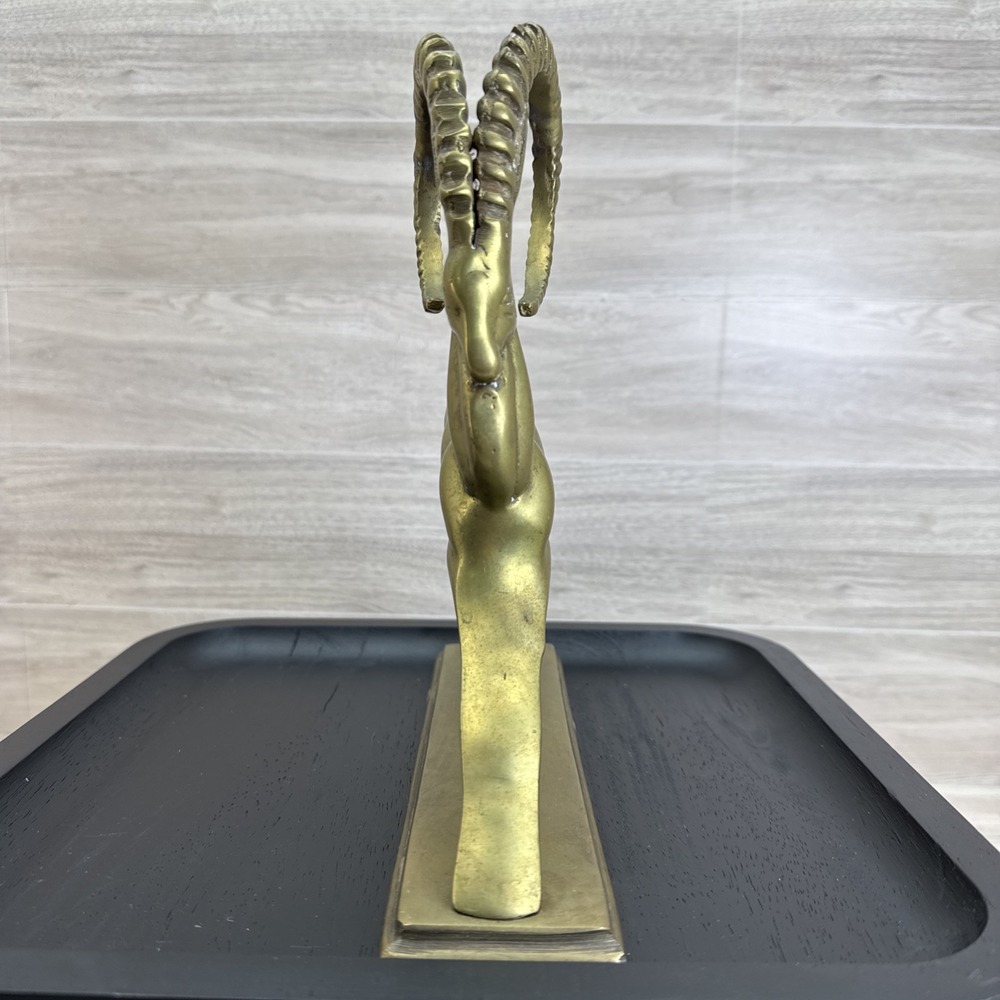 Vintage Art Deco Solid Brass Gazelle/Ram MCM Figurine Statue 9.25"x 9"x 2.25" - Picture 3 of 13